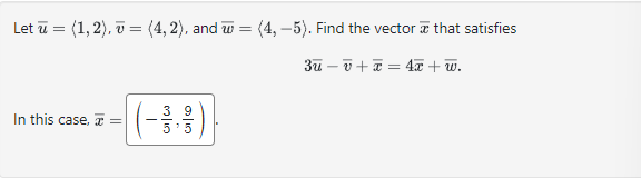  Let u = (1, 2), v = (4, 2), and w