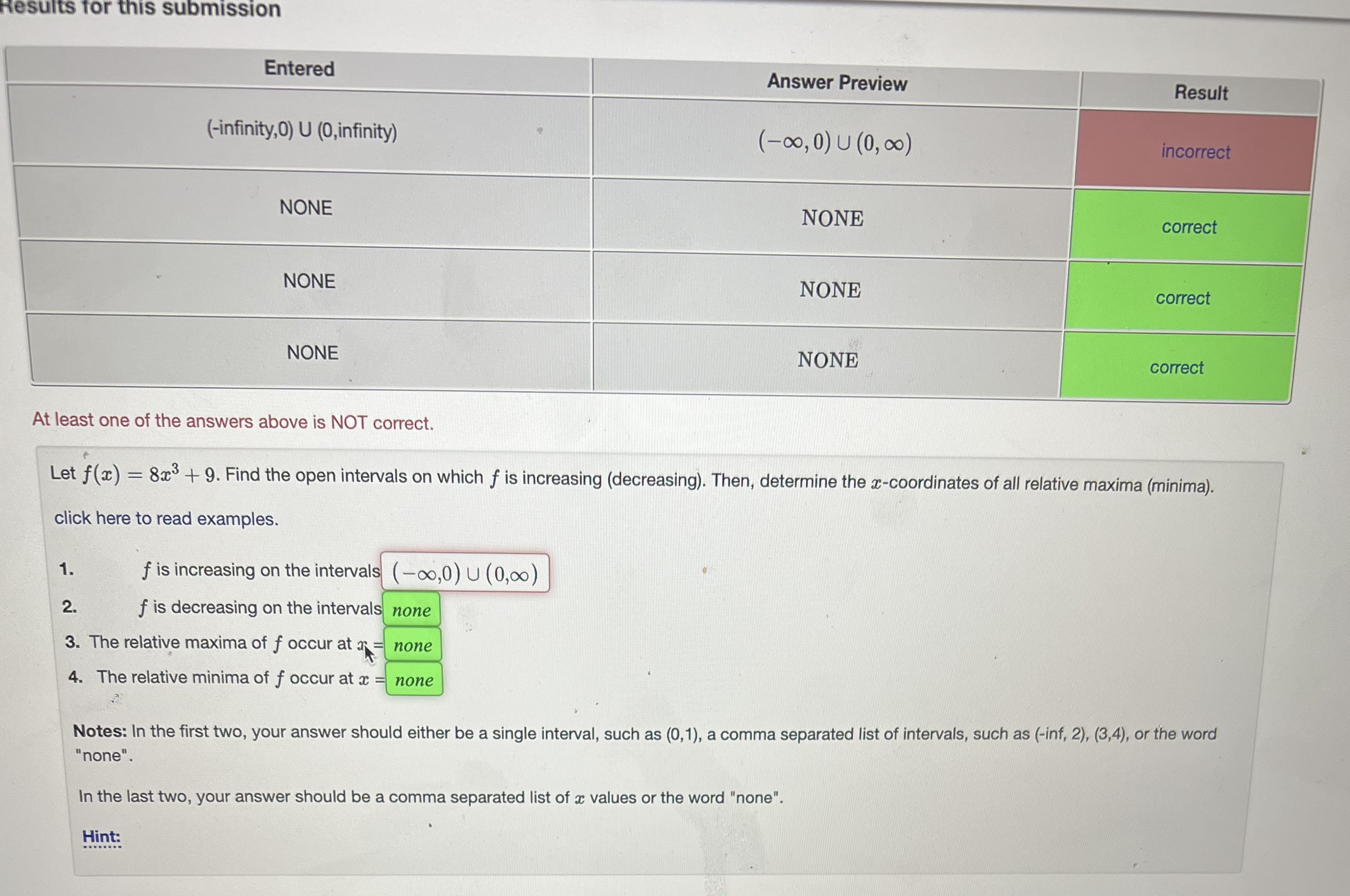 Answer the questions below Part 1: Enter your answers in interval notation.