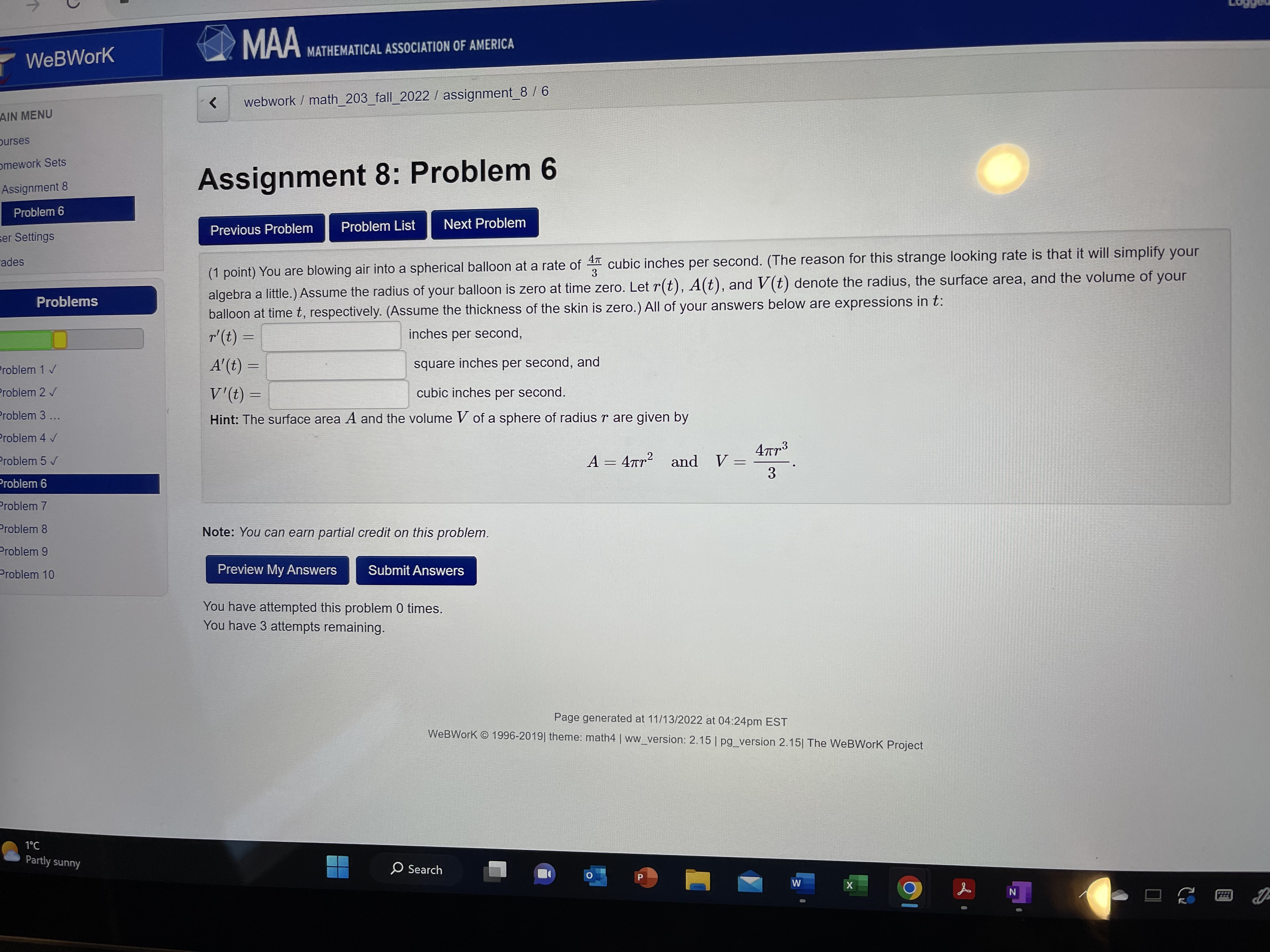 a still pond sends out a circular ripple whose radius increases at