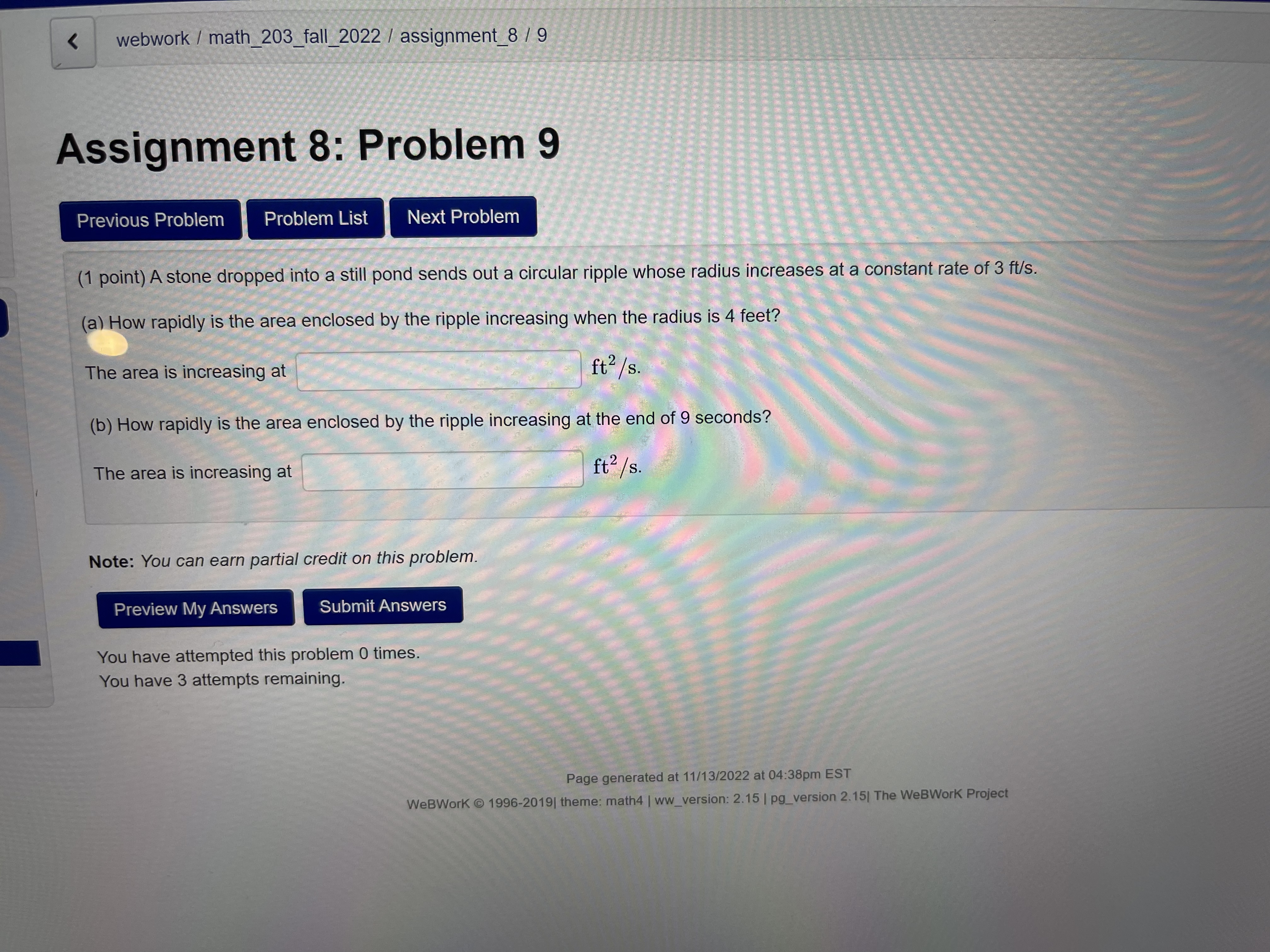 area is increasing at ft 2 / s. (b) How rapidly is