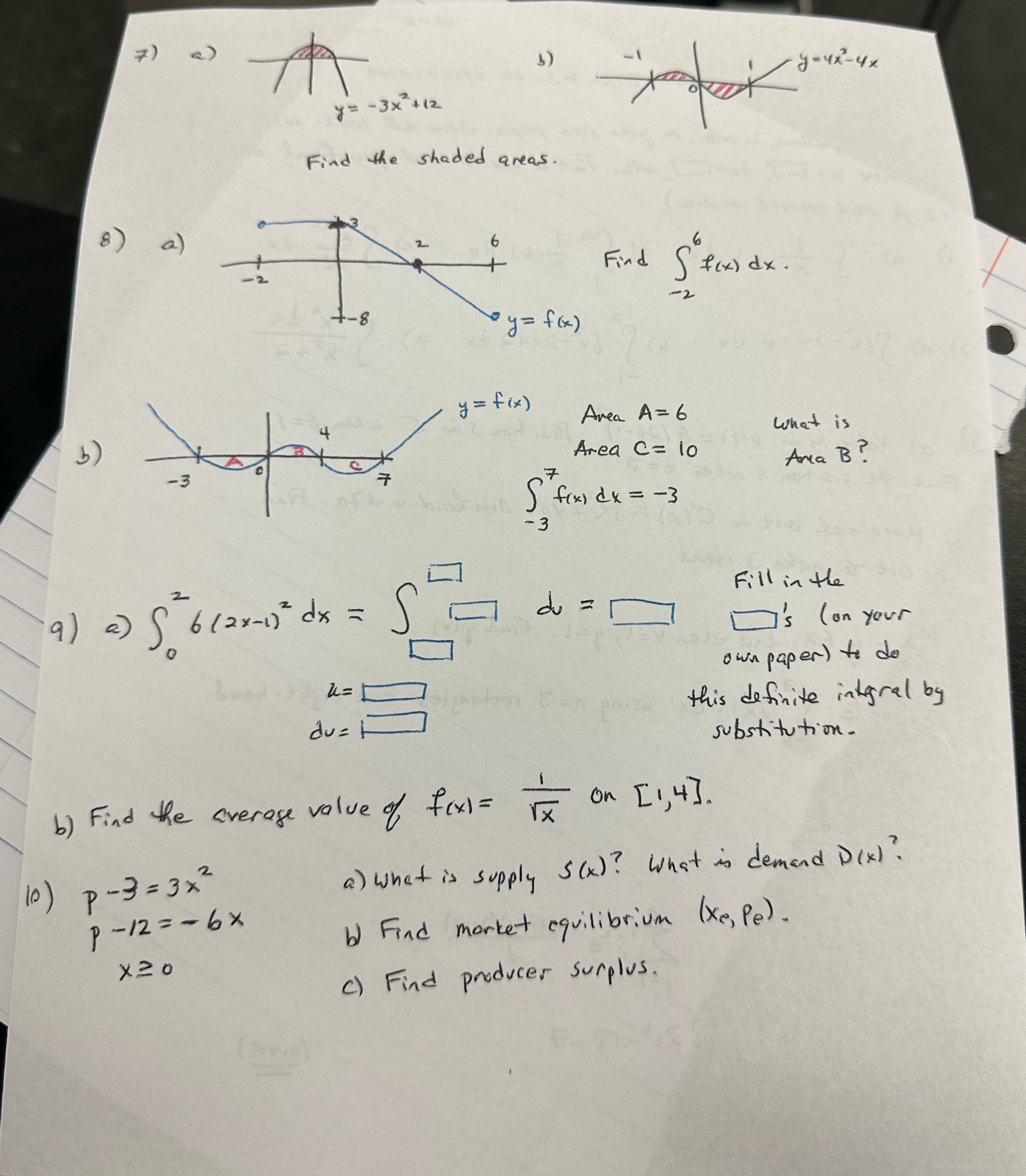  7 ) A b ) 4 = - 3x +12 Find
