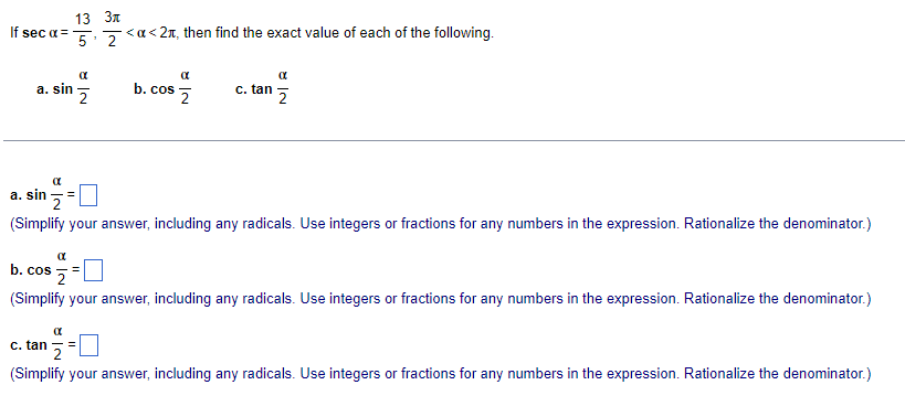 13 If sec = s a. sin 2 a. sin 2 31