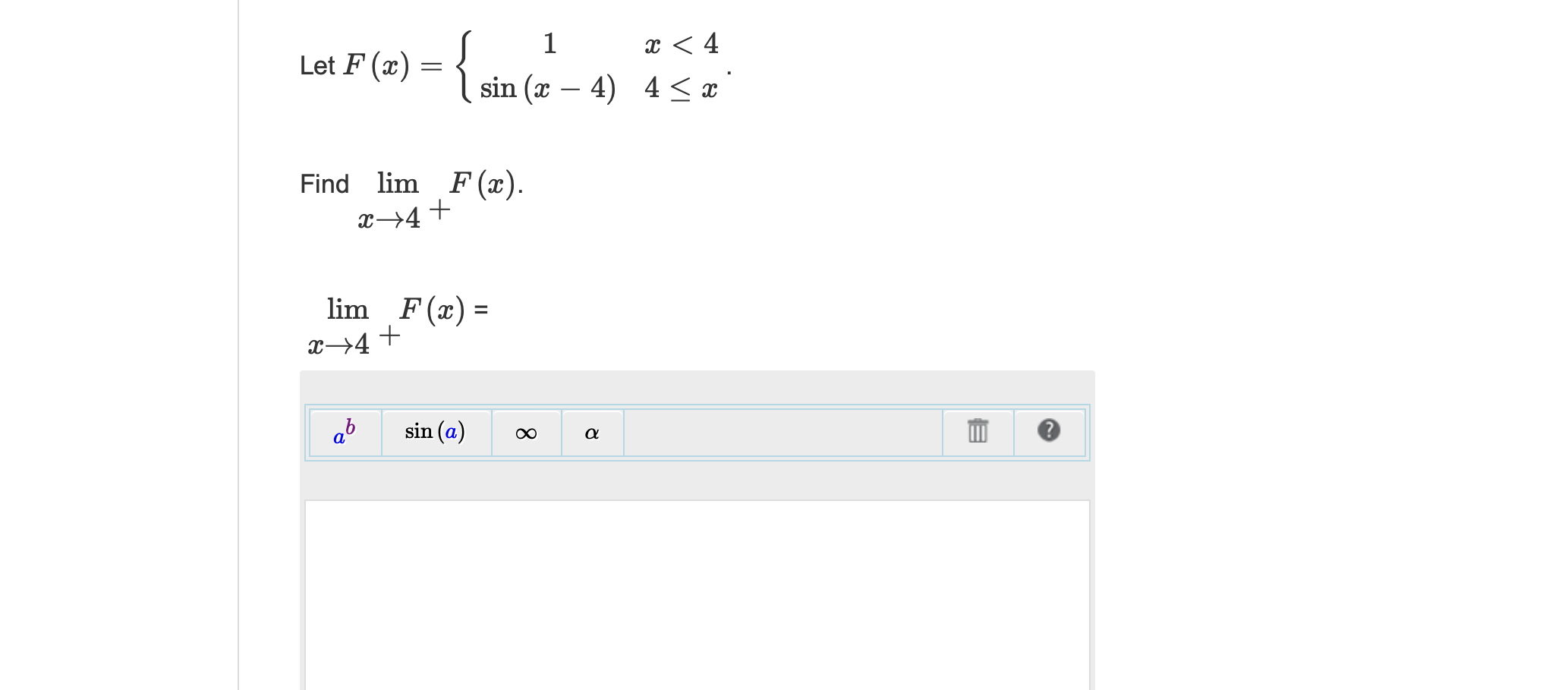 1 Let F (c) sin (c Find lim F lim F (c)