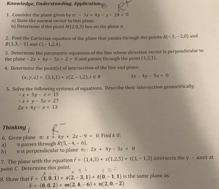 - 3x + 4y - z - 24 = 0 a) State