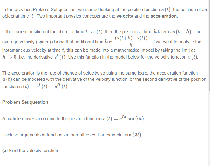 position function 3 (t). the position of an object at time t