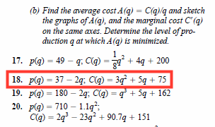 COST In Exercises 17 through 22, you are given the price p(q)