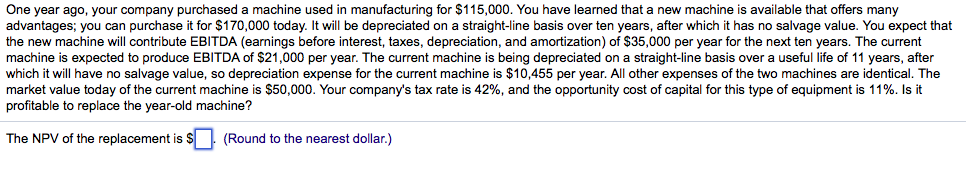 Needing help on figuring out NPV for this question. I keep coming