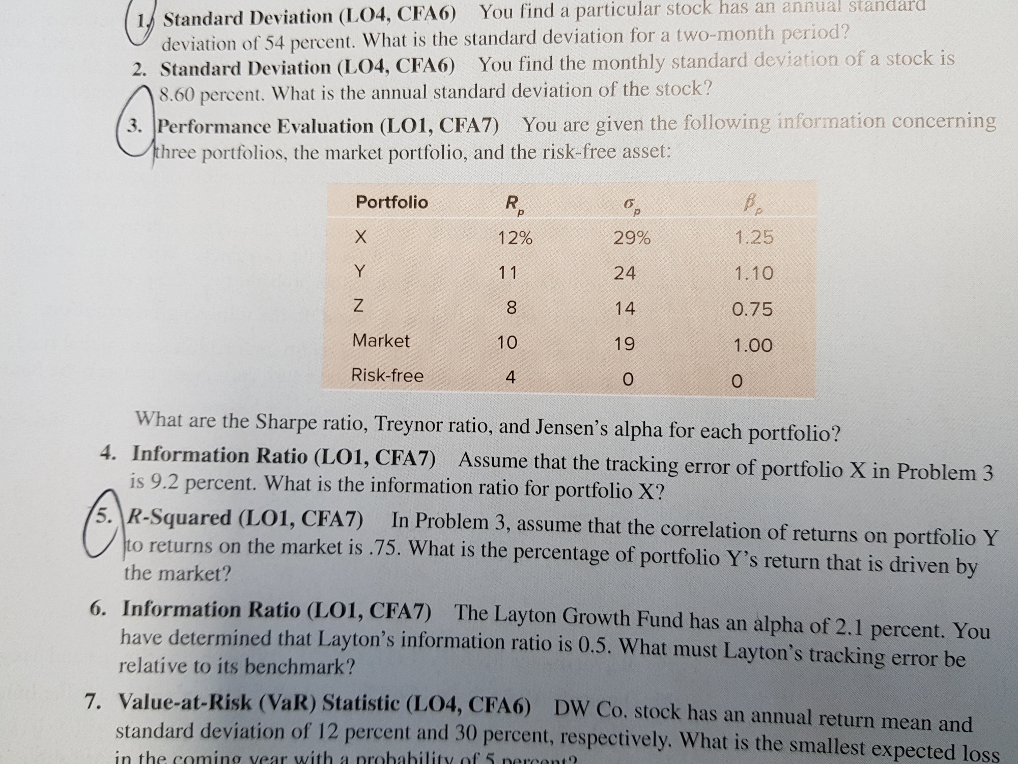 1 Standard Deviation CFA6) You find a particular st0CK deviation of 54