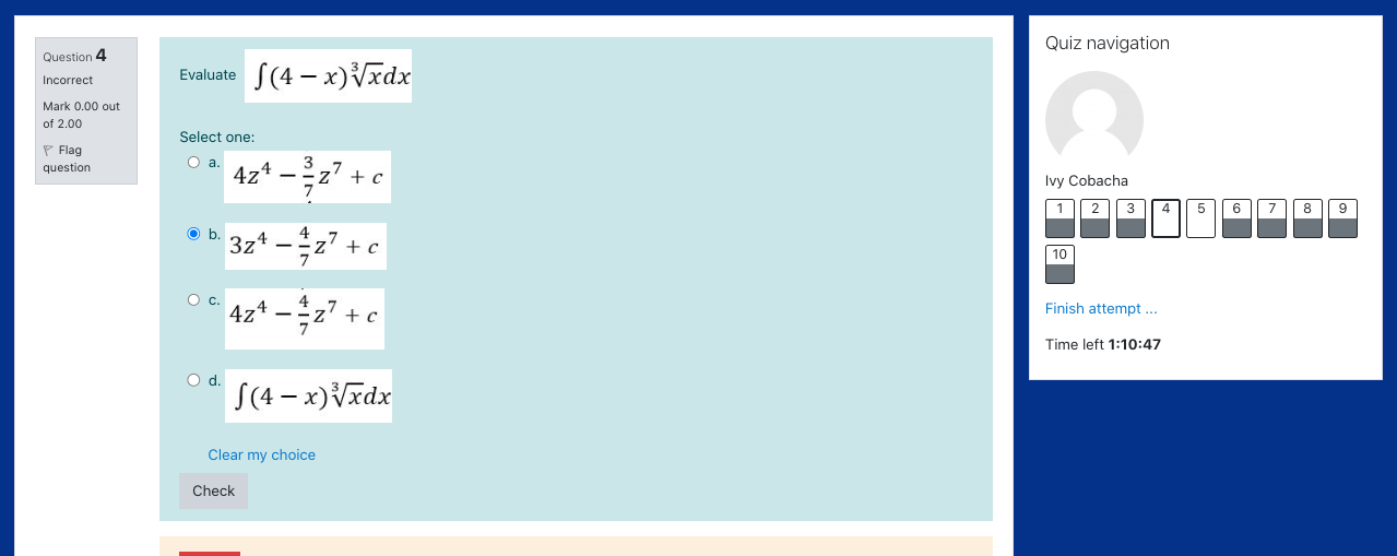 2 3 4 5 6 8 9 O b. 10 (2) 5