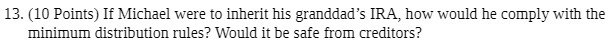 granddad's IRLA, how would he comply with the IlliniInum distribution rules ?
