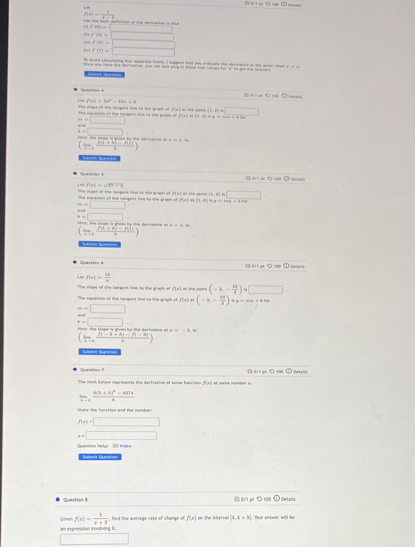 Please help GO/ D 100 @ Details Let Use the limit definition