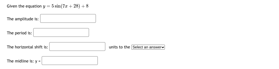 answer in exact form; if necessary, type pi for . y=Find a