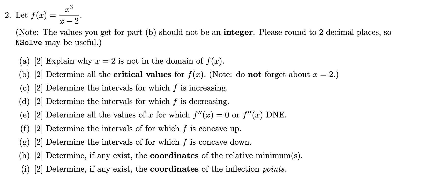 23 2. Let f(a) = x - 2 (Note: The values