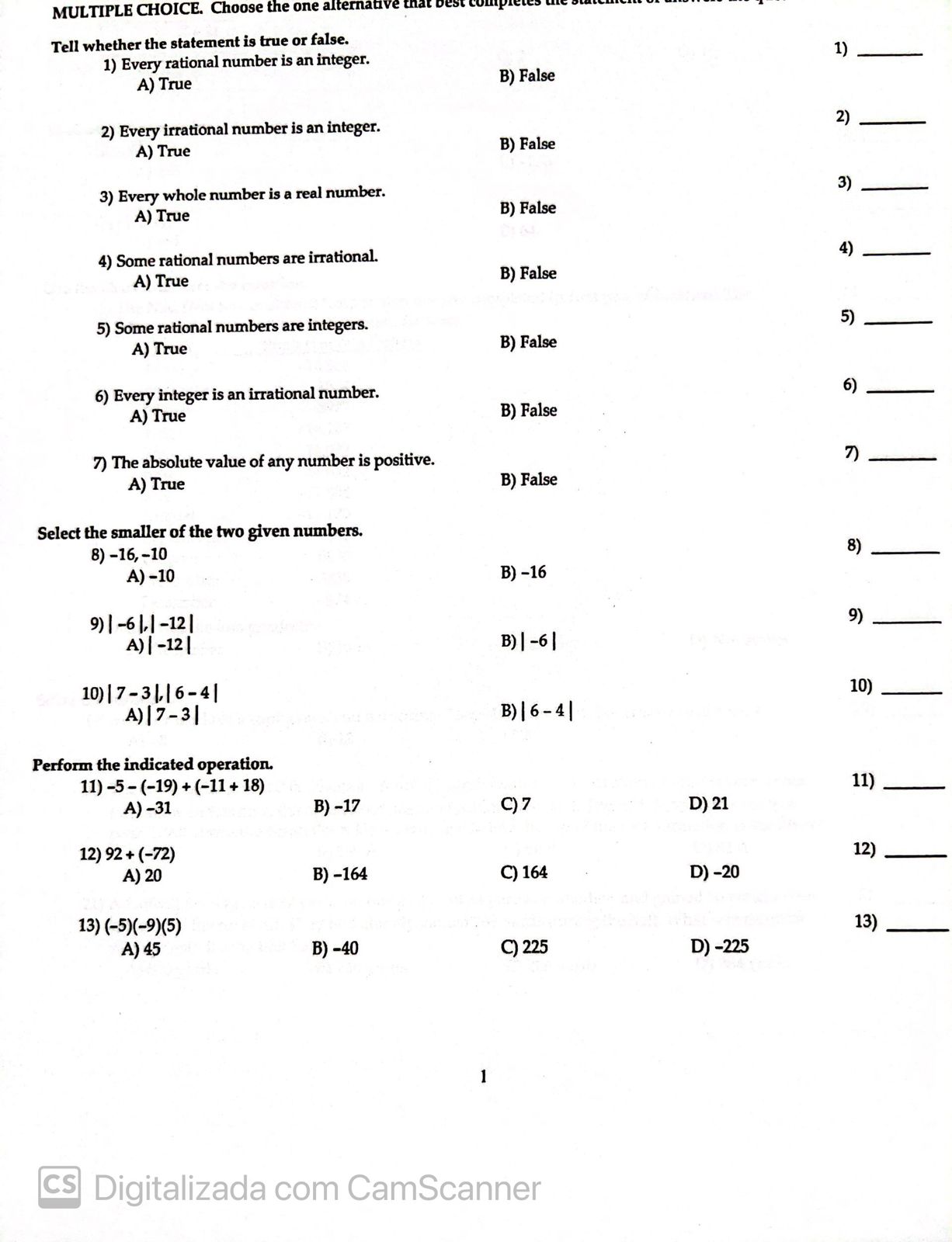 I need help with this homework... MULTIPLE CHOICE. Choose the one alterna
