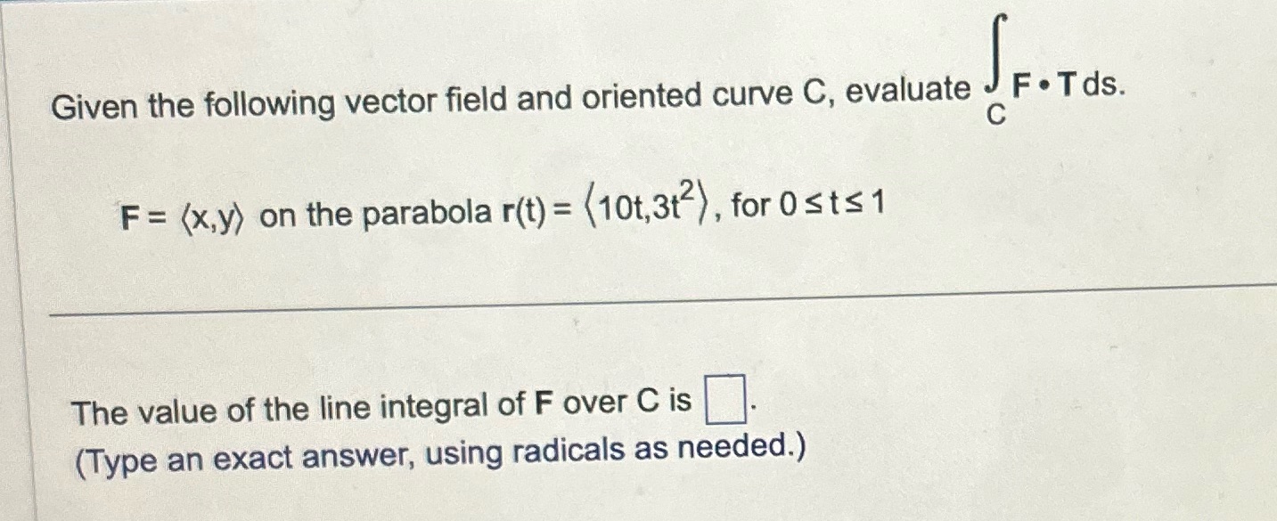 B | 1 i \\ Given the following vector field and