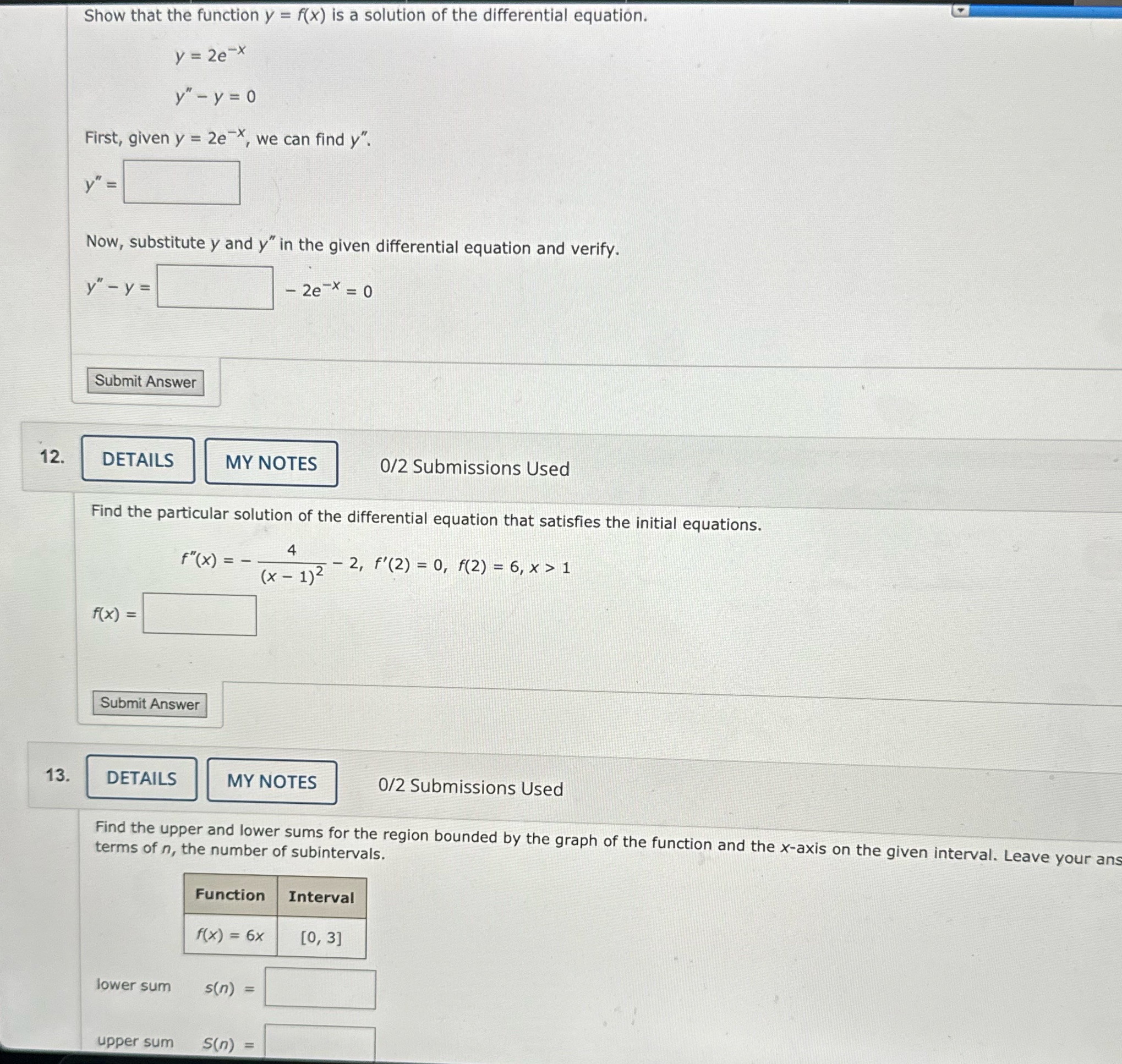 I need help on all three Show that the function y =