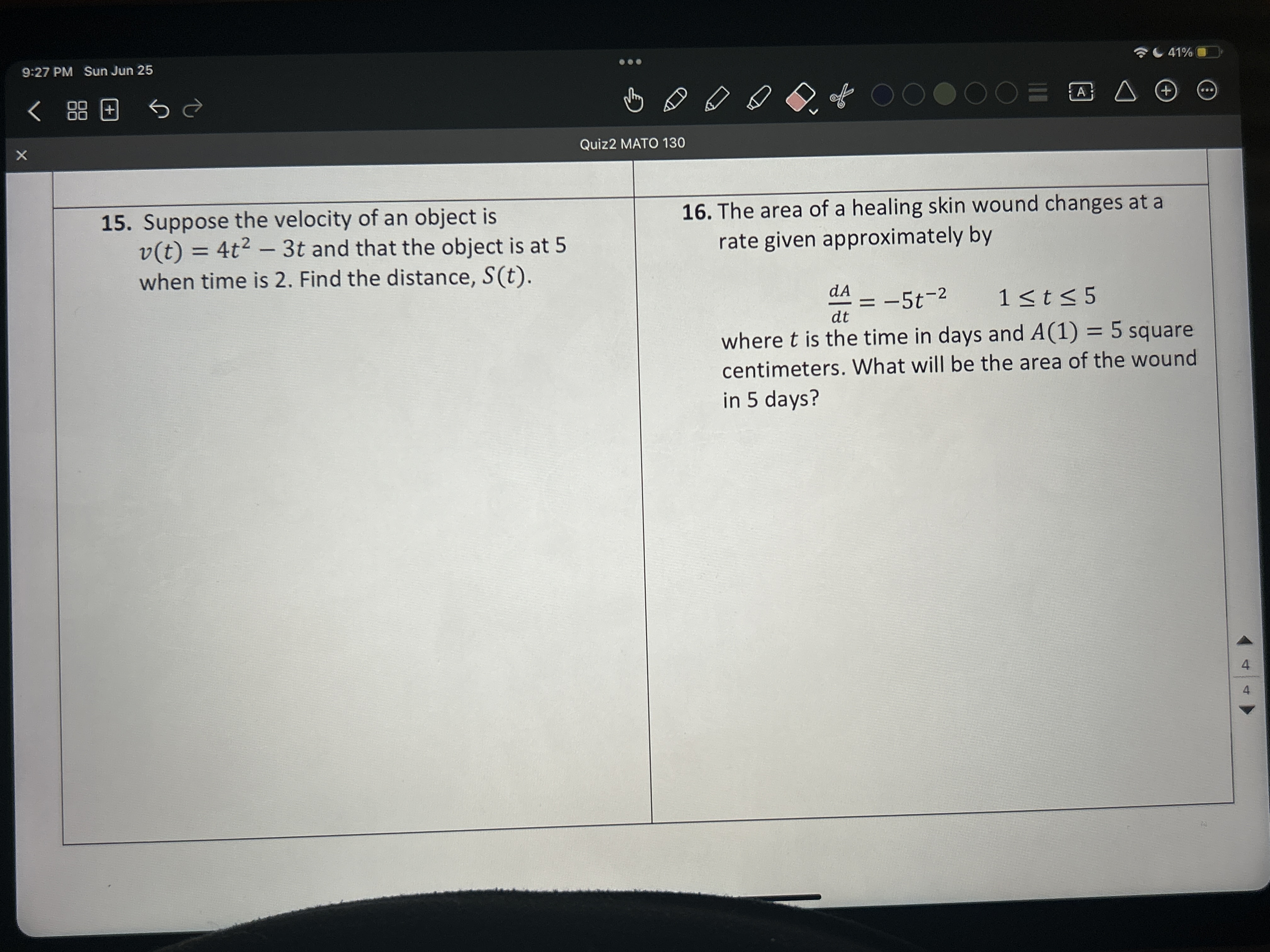 Suppose the velocity of an object is 2 3t and that the