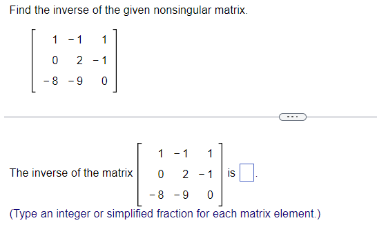 = V = and z = (Simplify your answers.) O B. Cramer's
