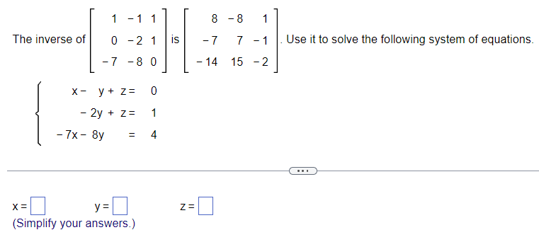 it is applicable. If Cramer's Rule is not applicable, say so. x
