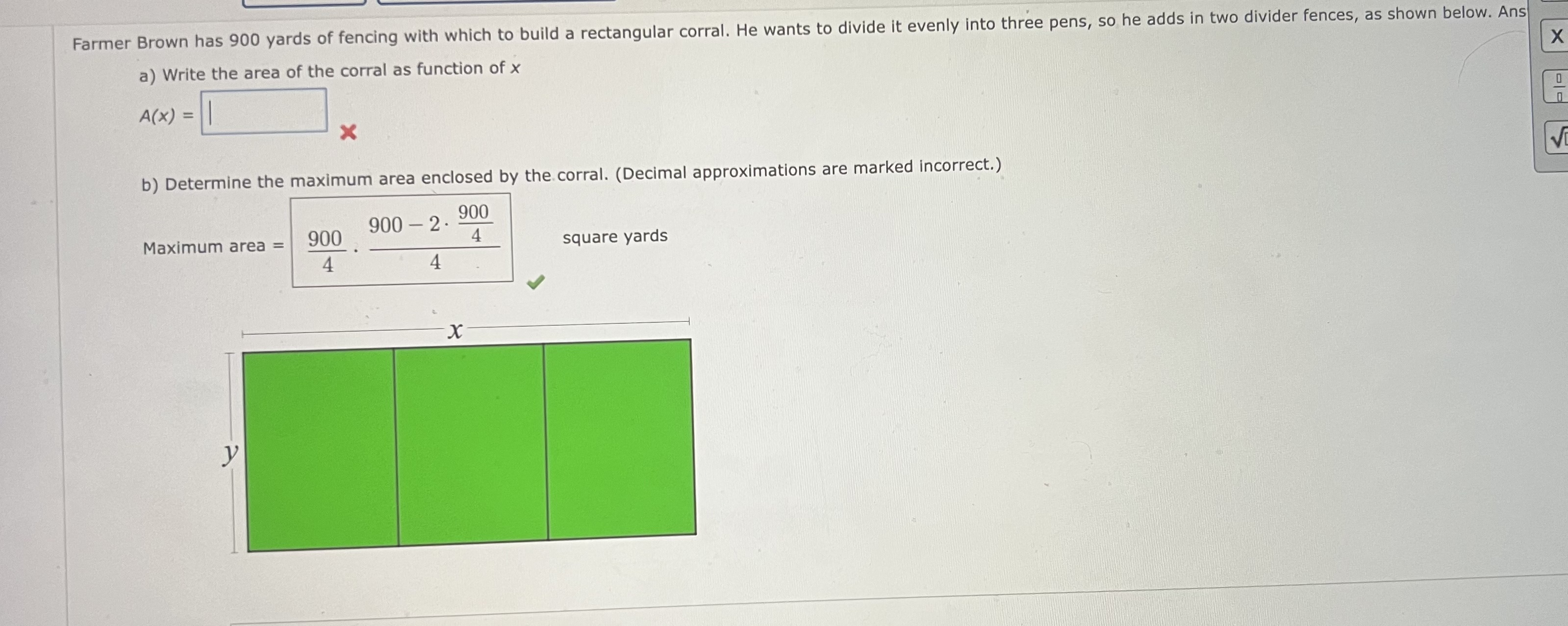 corner lies in the first quadrant on the line y = -12