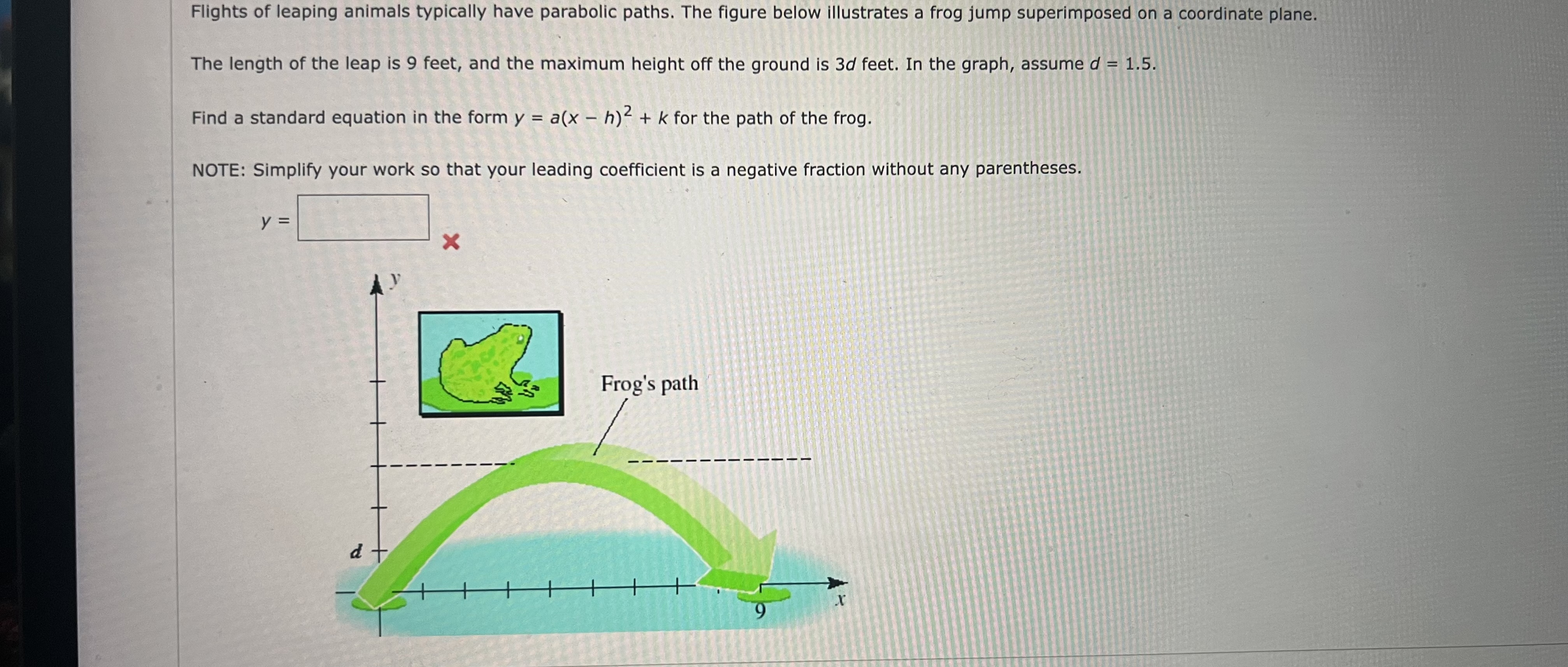 x + 9. The rectangle extends below the x-axis to the line