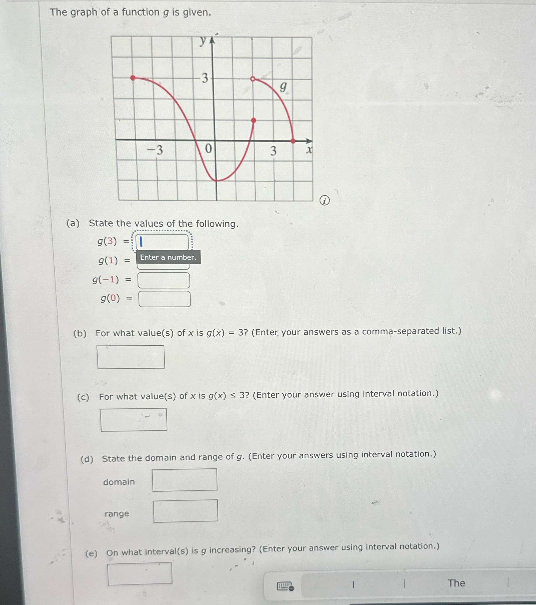  The graph of a function g is given. m = :1