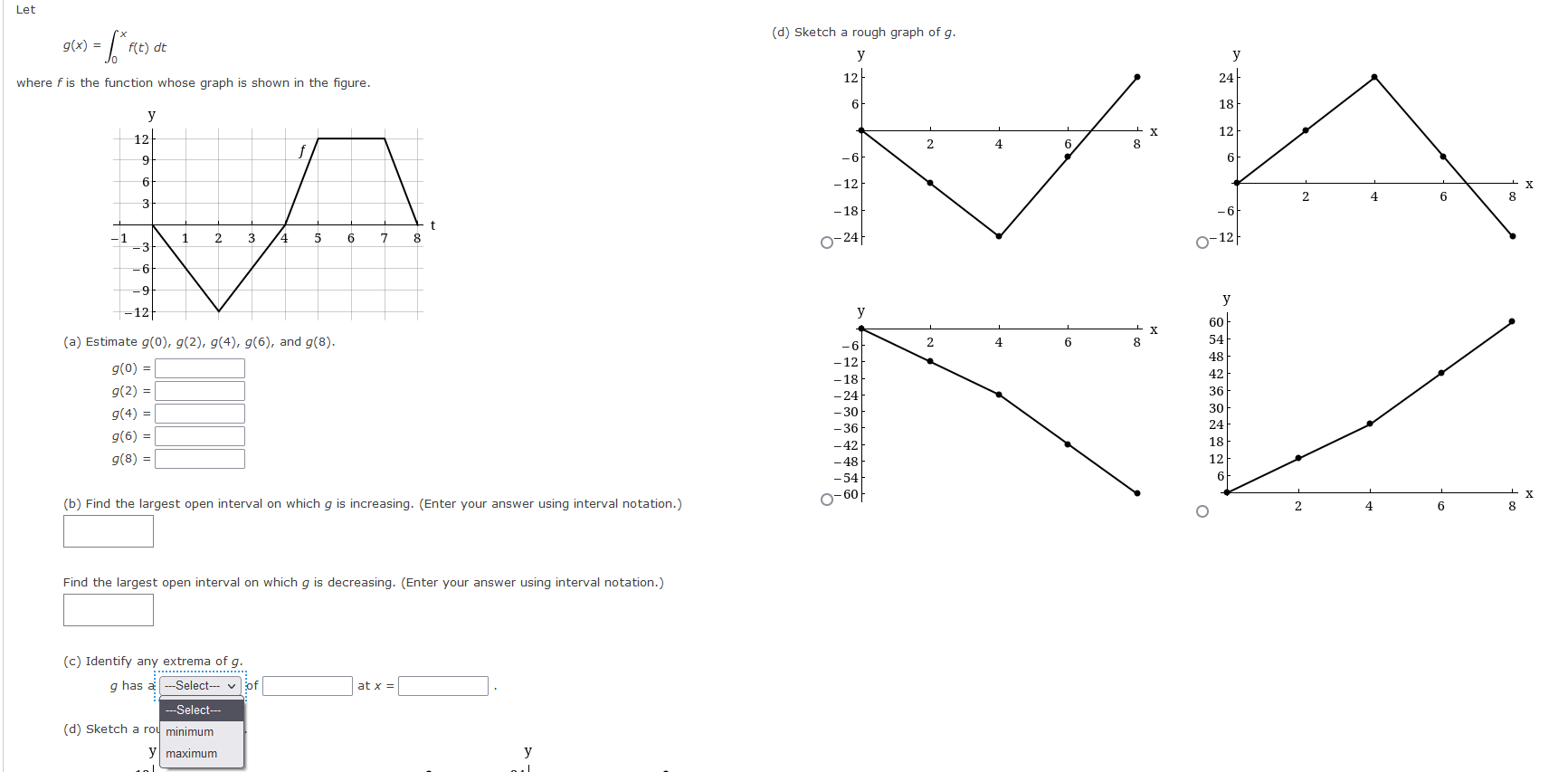  Let g ( x ) = F(t ) at (d) Sketch