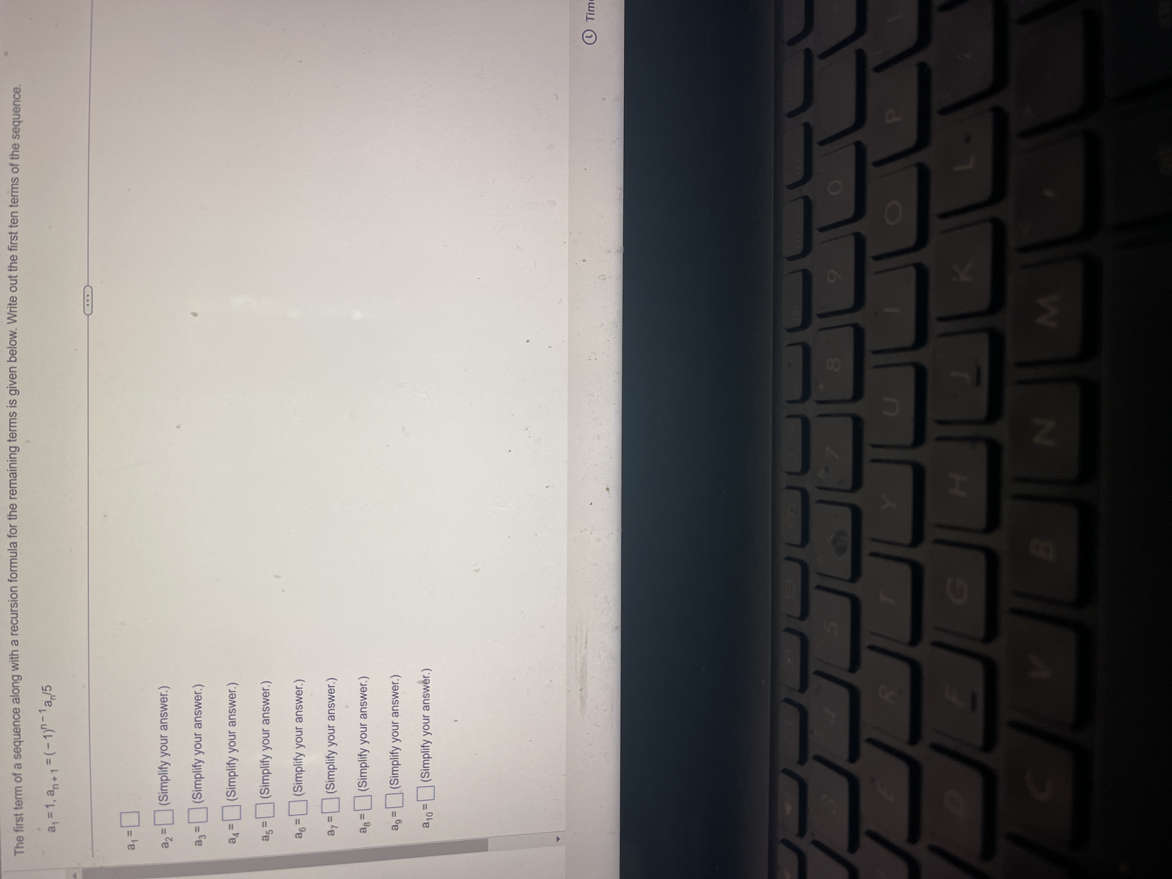 for the remaining terms is given below. Write out the first ten