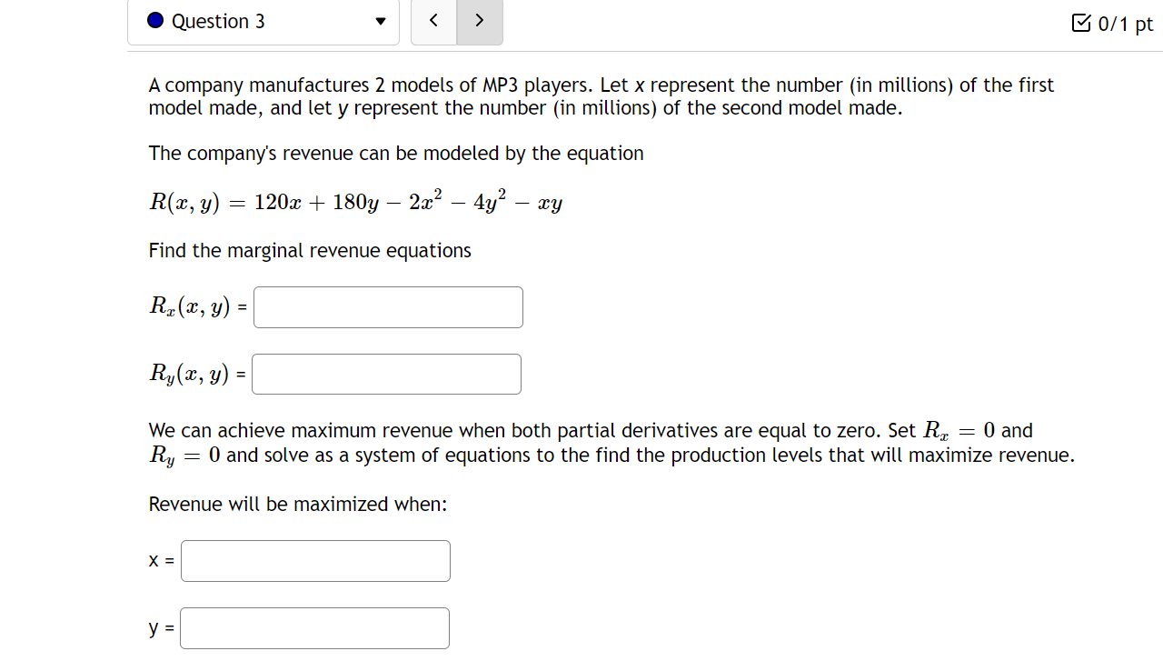 (in millions) of the first model made, and let y represent the