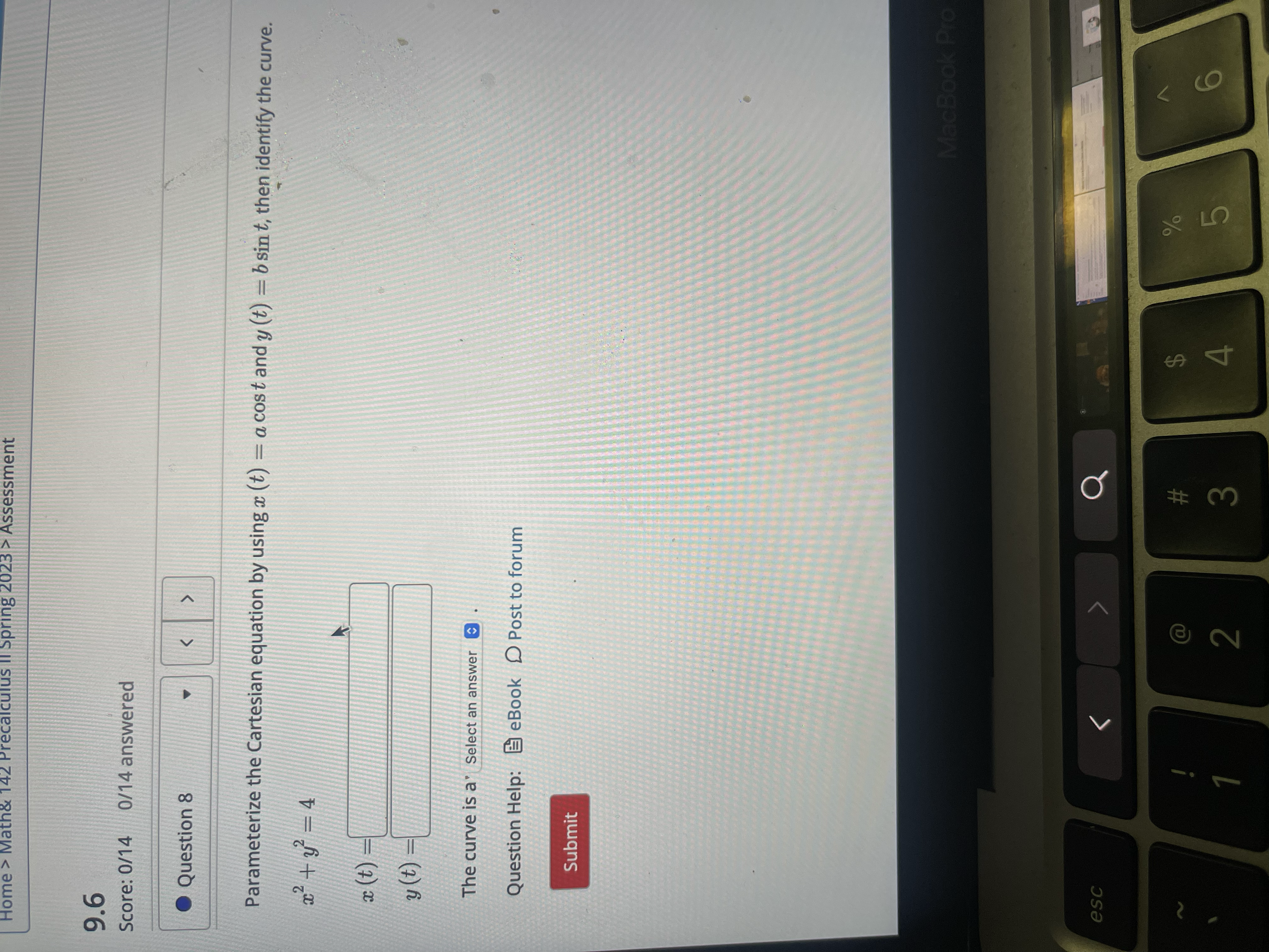 = a cost and y (t) = b sint, then identify the