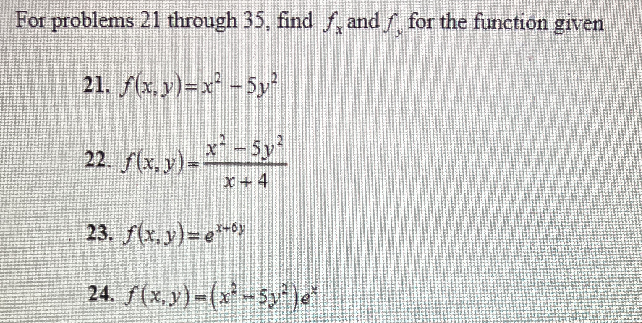 Q.24 find Fx and Fy for the given function For problems 21