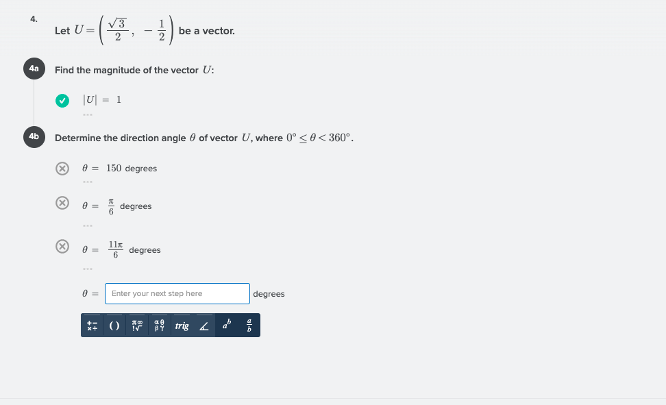 vector. No 4a Find the magnitude of the vector U: |U =