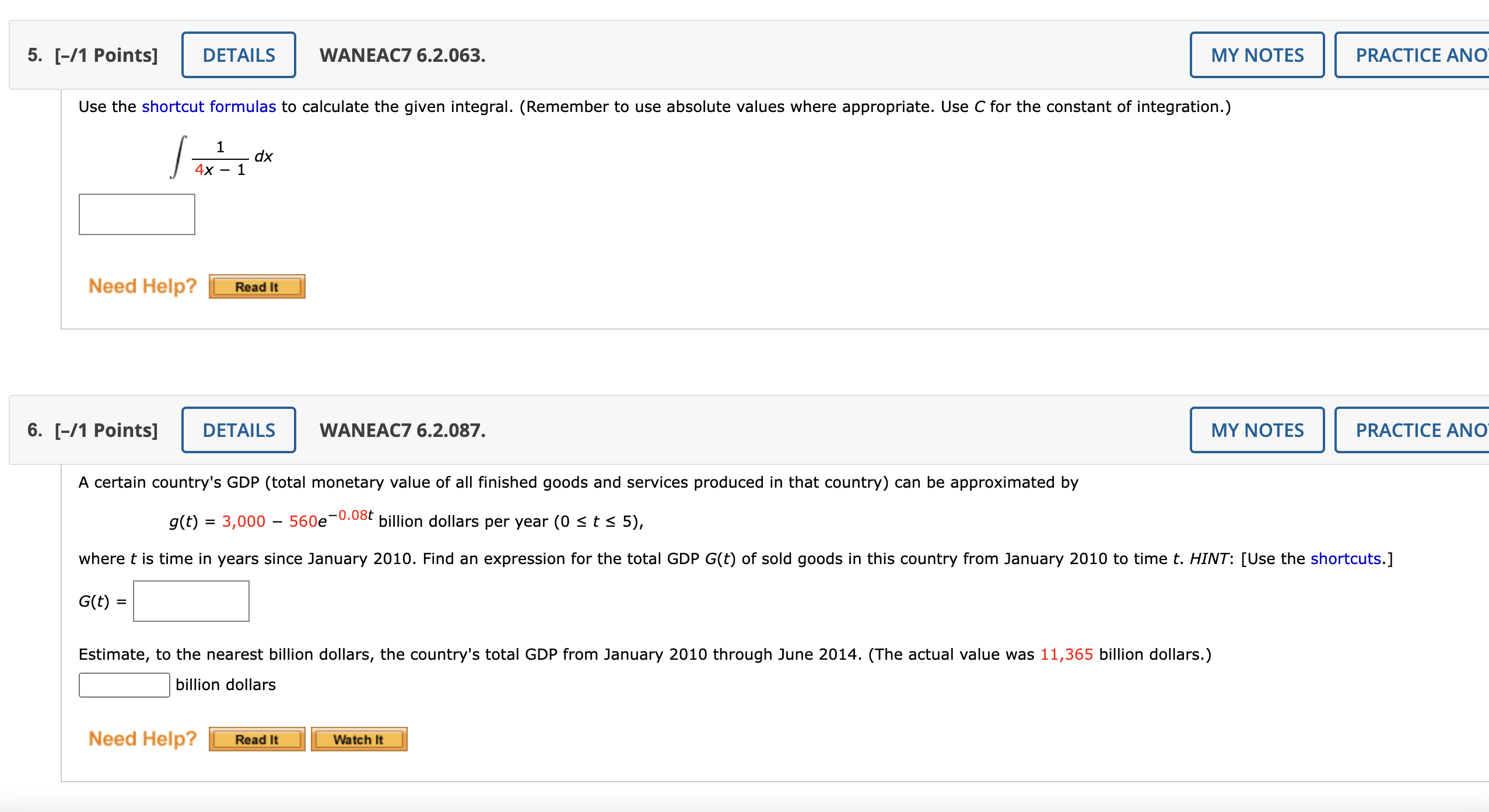 C for the constant of integration.) ( ex / 5 dx; u