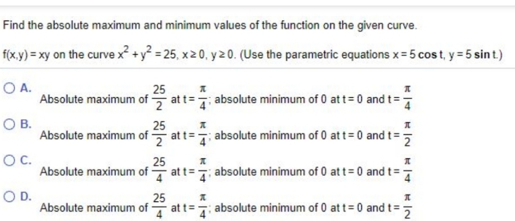 please with steps Find the absolute maximum and minimum values of the