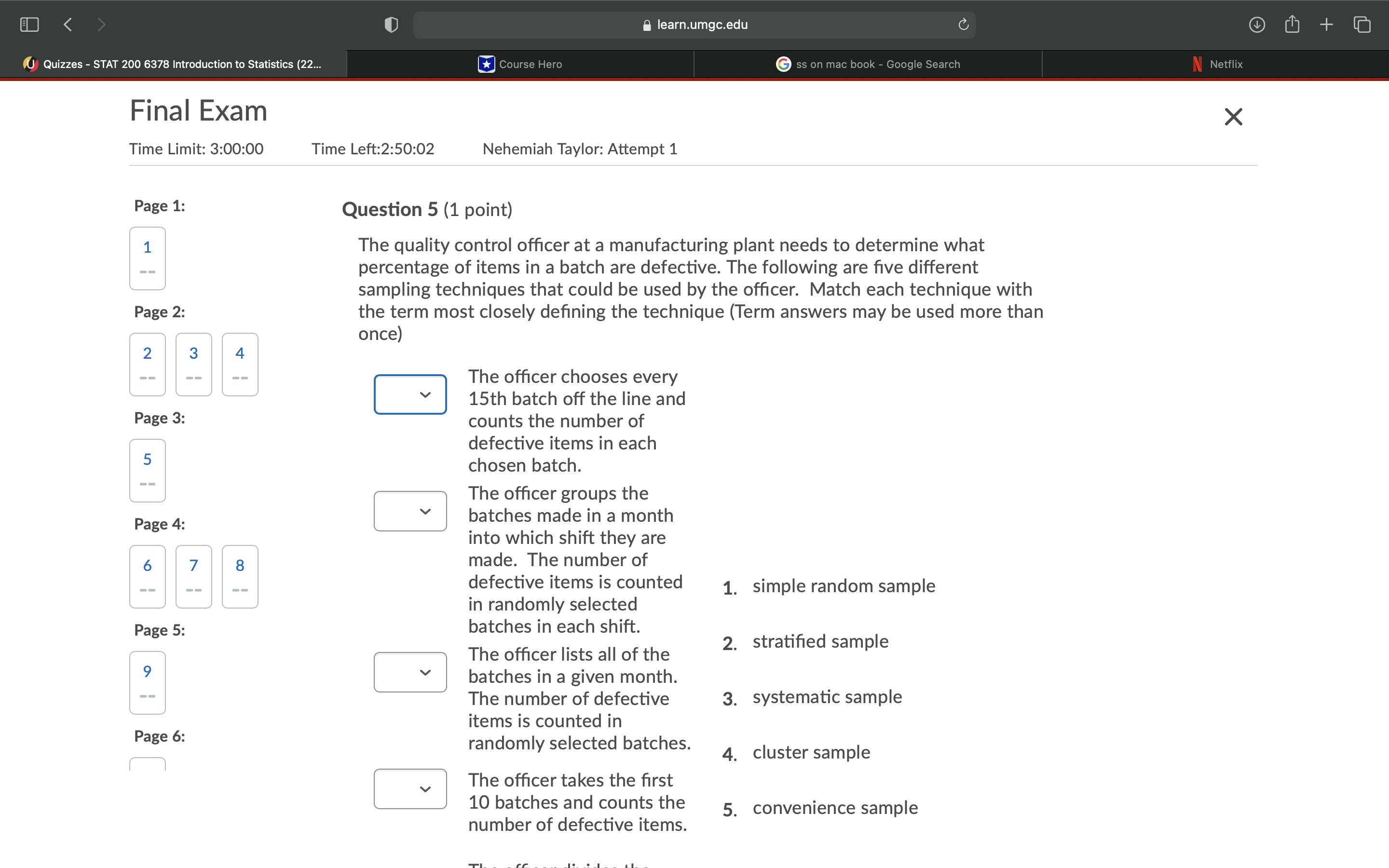 D < > U Quizzes - STAT 200 6378 Introduction to Statistics