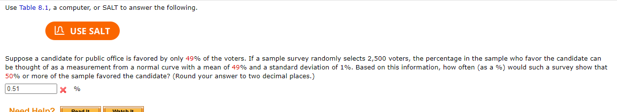  Use Table 8.1, a computer, or SALT to answer the following.