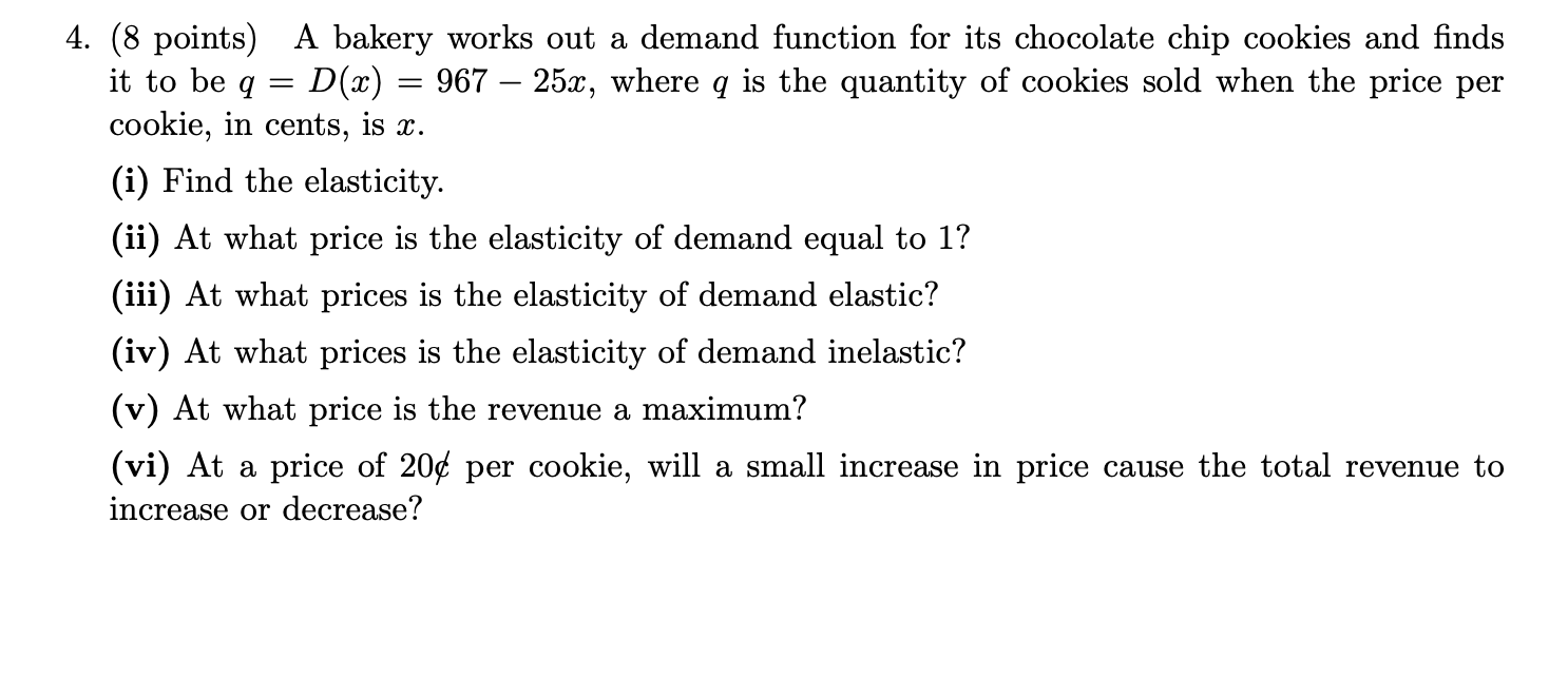 = (m + 3)? nd the following: (i) The elasticity as a