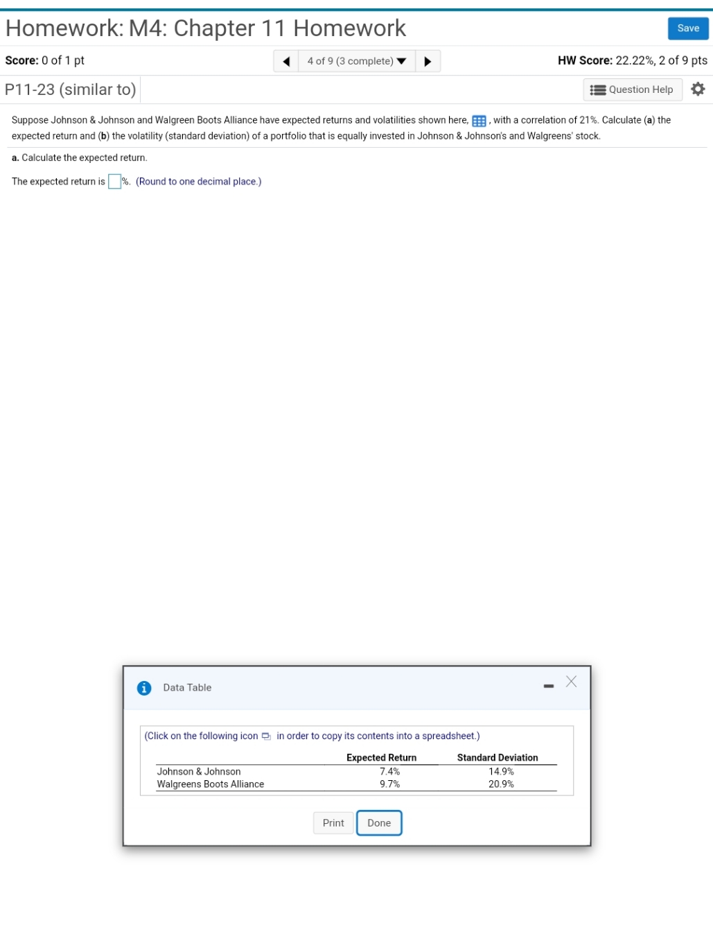 Answer A and B Homework: M4: Chapter 11 Homework Save Score: 0