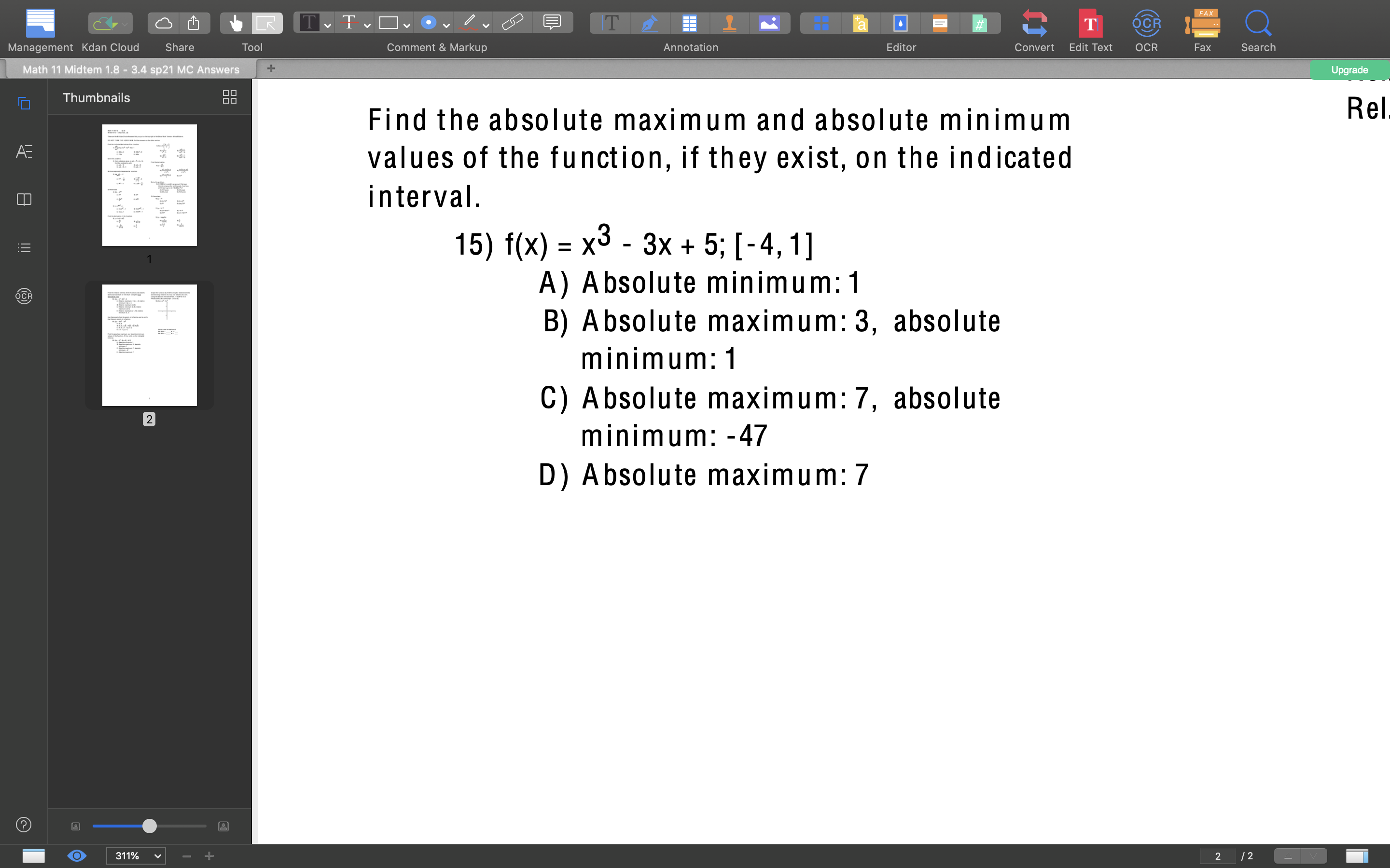 Annotation Editor Convert Edit Text OCR Fax Search Math 11 Midtem 1.8