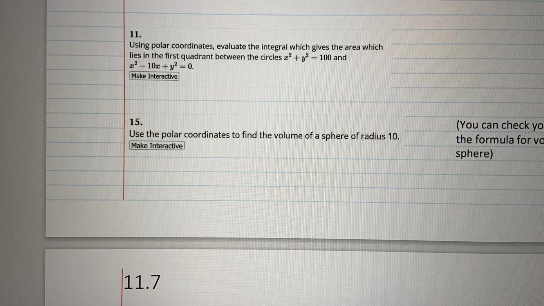 which lies in the first quadrant between the circles x2 + y2