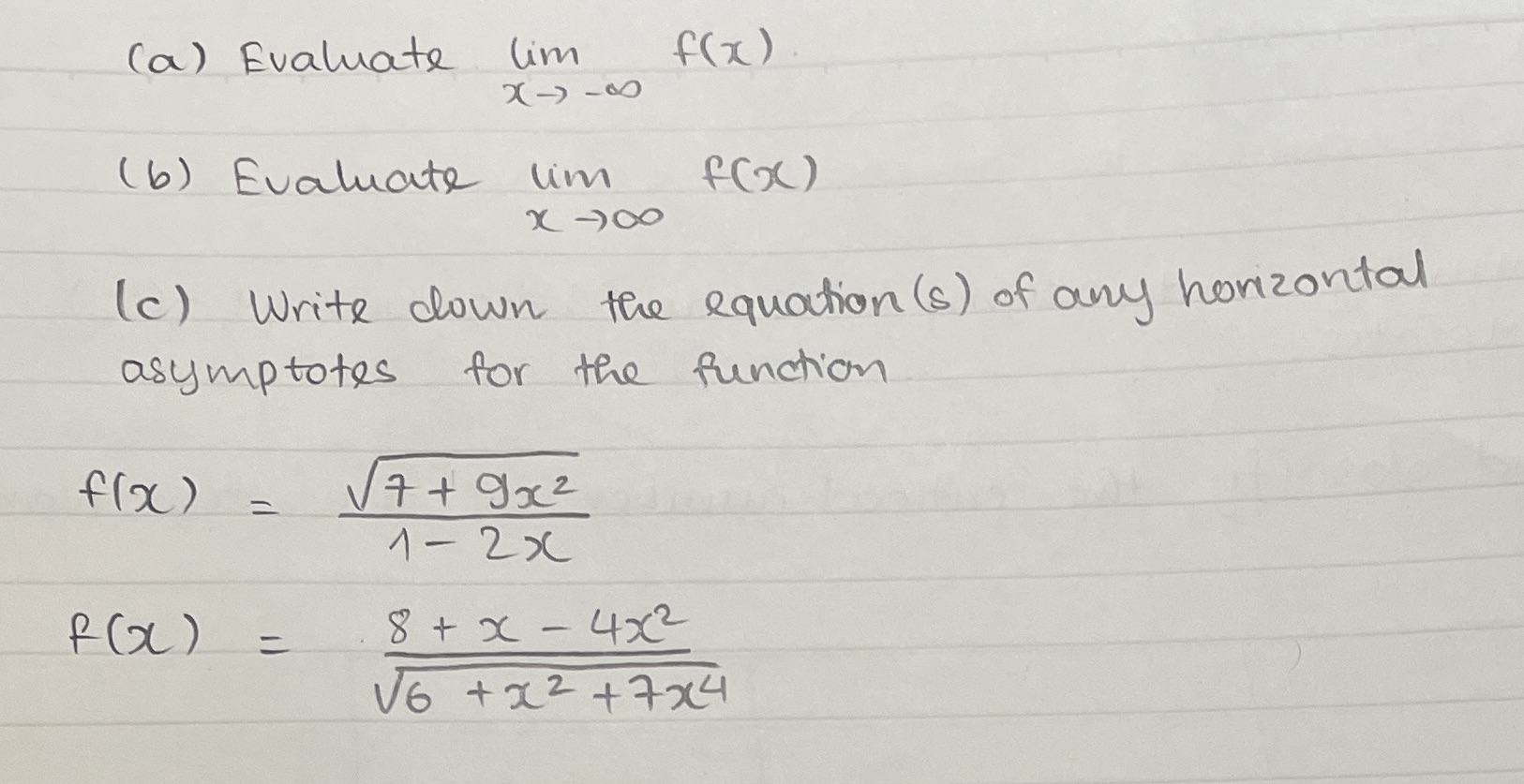 (a) Evaluate lim f ( x ) 2( - -00 (