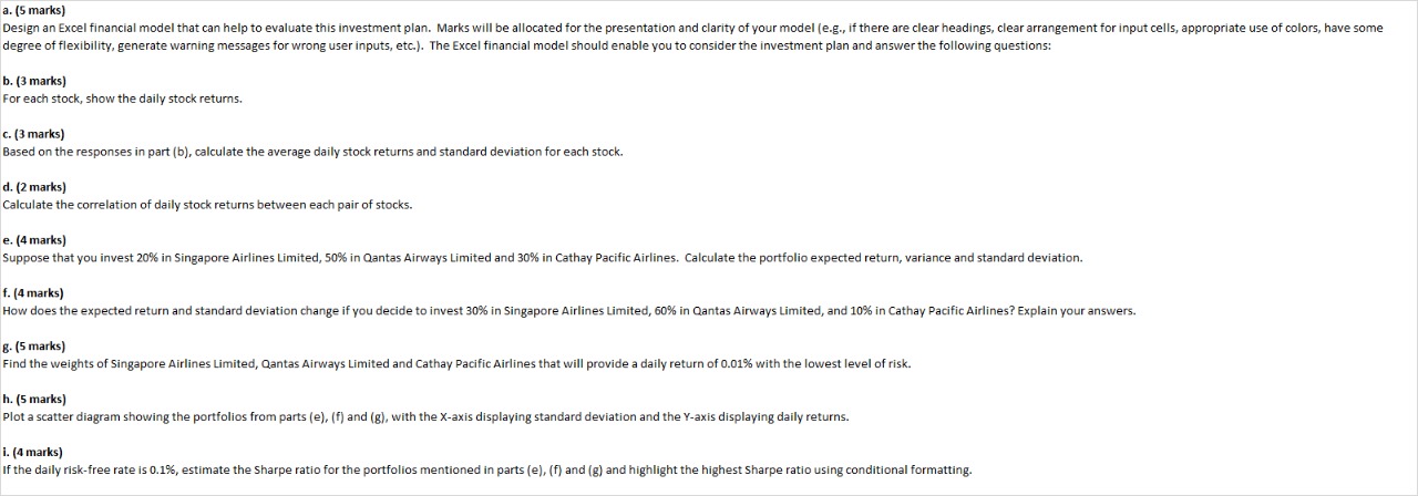  a. (5 marks) Design an Excel financial model that can help