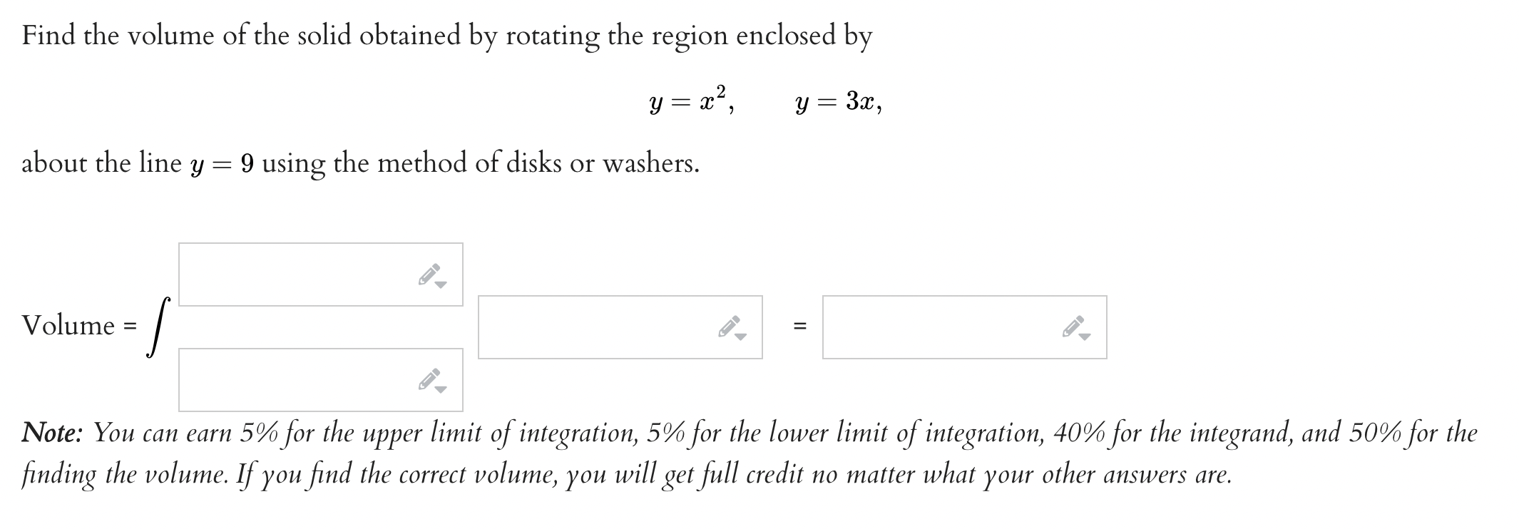 resulting solid is: i, Find the volume of the solid obtained by