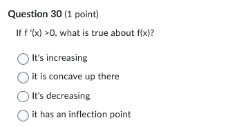 oh shown is the DERIVATIVE of f. From the derivative's graph, identify