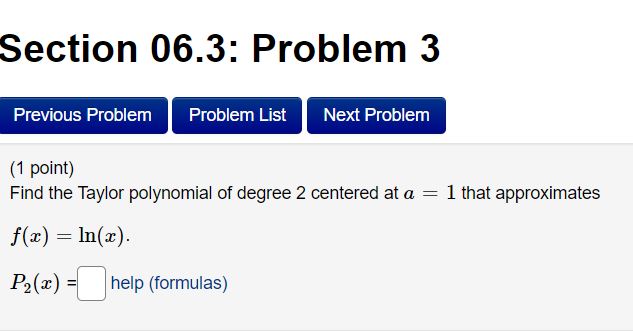 . 132(3) =8 help [formulas] Section 06.3: Problem 3 [1 point] Find