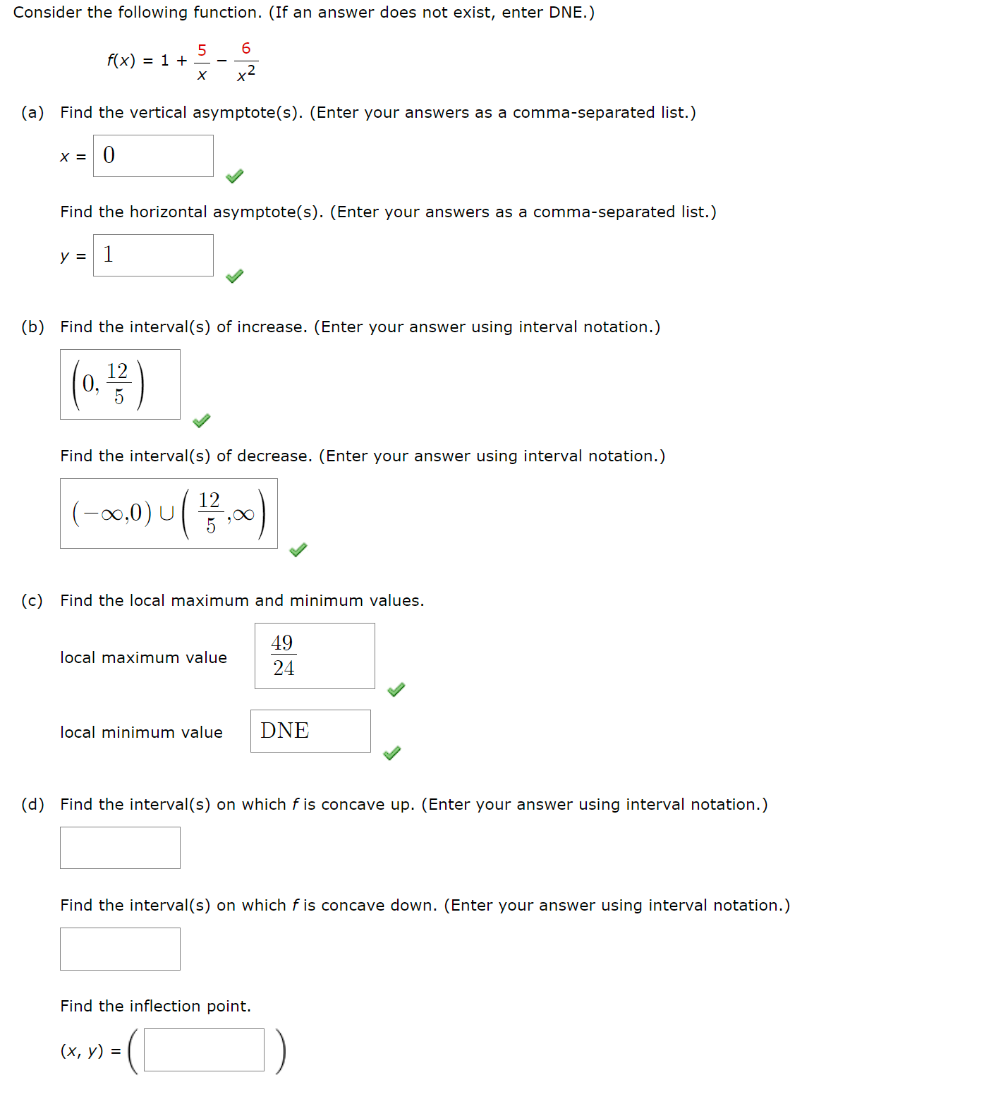 DNE.) f ( x ) = 1+ . 6 X x2 (a)