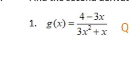 Find the second derivative. Question and answer is provided, find the SOLUTION.