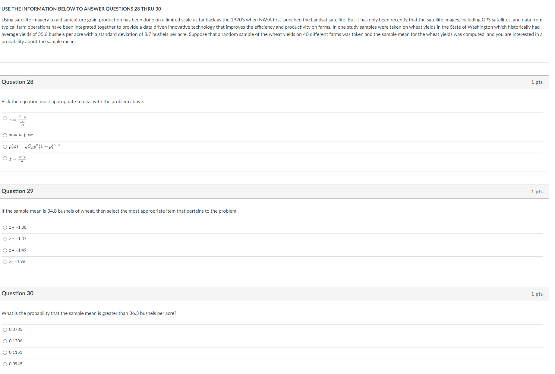 imagery to aid agriculture grain production has been done on a limited