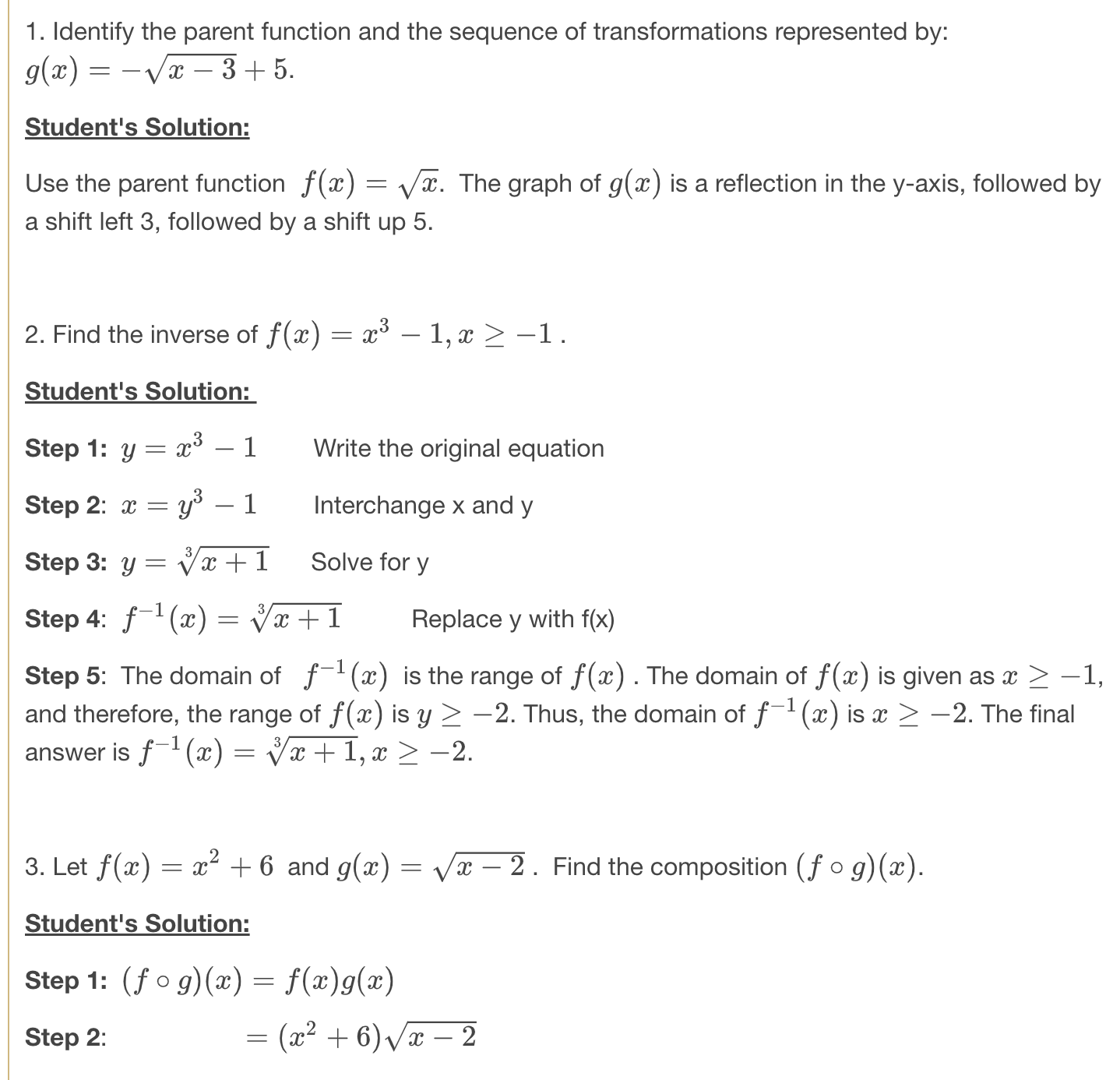  1. Identify the parent function and the sequence of transformations represented