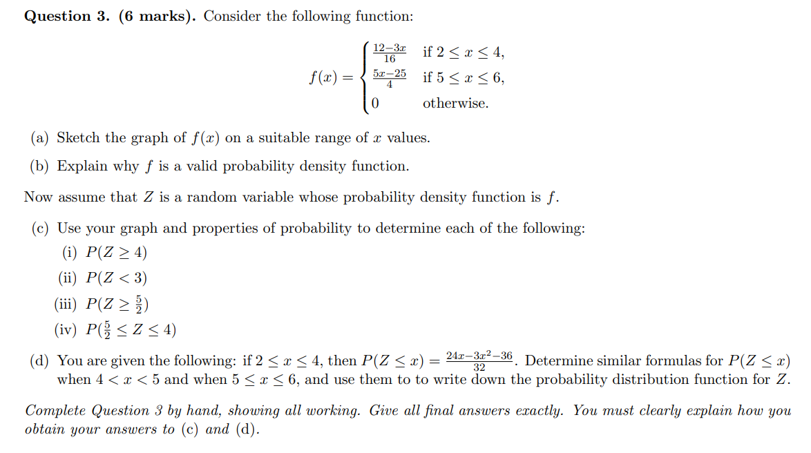Question 3. (6 marks). Consider the following function: 121-63: if 2